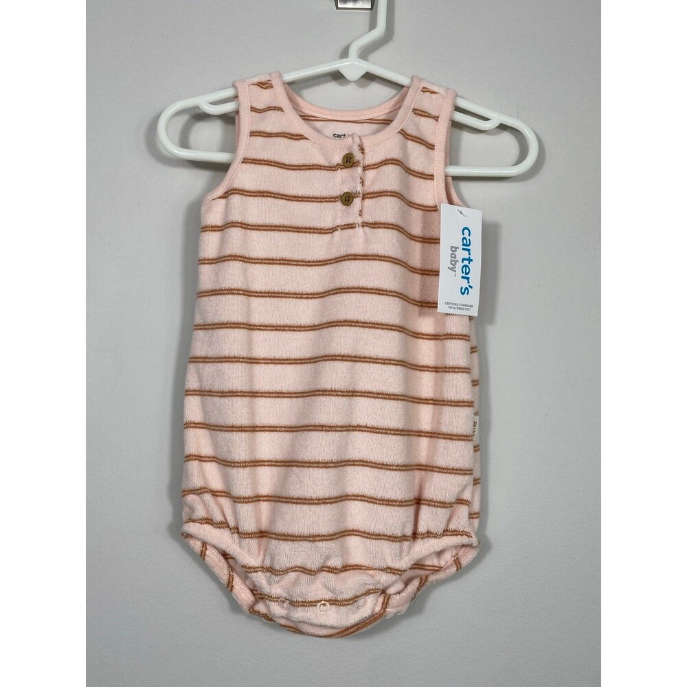 Carter’s Baby Girl 9M Pink Stripe Sleeveless Romper NWT